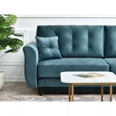 Sofa mit Stauraum PLAMEDI – Türkis/Schwarz