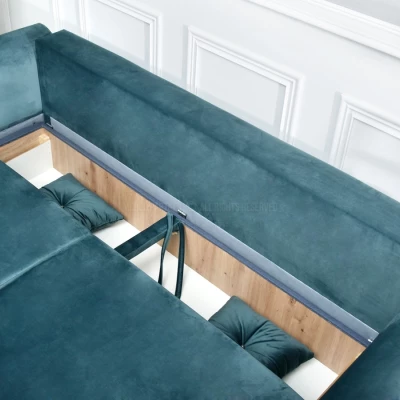 Sofa mit Stauraum PLAMEDI – Türkis/Schwarz