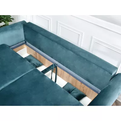 Sofa mit Stauraum PLAMEDI – Türkis/Schwarz