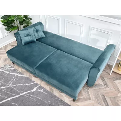 Sofa mit Stauraum PLAMEDI – Türkis/Schwarz