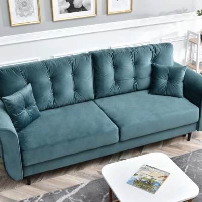 Sofa mit Stauraum PLAMEDI – Türkis/Schwarz