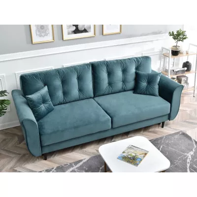 Sofa mit Stauraum PLAMEDI – Türkis/Schwarz