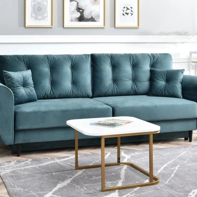Sofa mit Stauraum PLAMEDI – Türkis/Schwarz