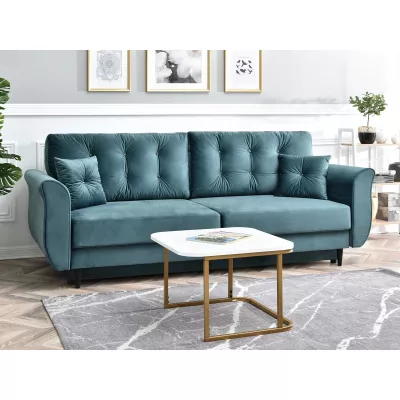 Sofa mit Stauraum PLAMEDI – Türkis/Schwarz