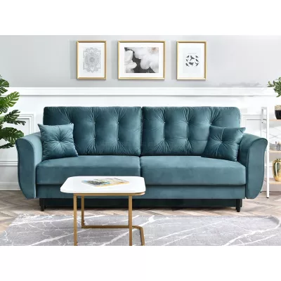Sofa mit Stauraum PLAMEDI – Türkis/Schwarz