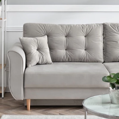 Sofa mit Stauraum PLAMEDI - grau/eiche