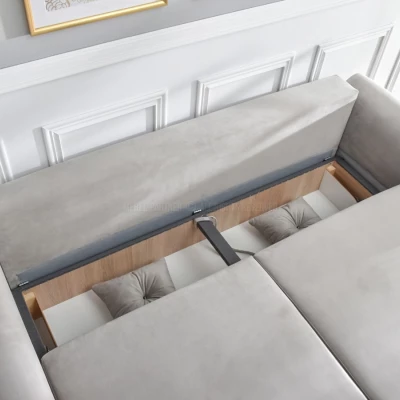 Sofa mit Stauraum PLAMEDI - grau/eiche