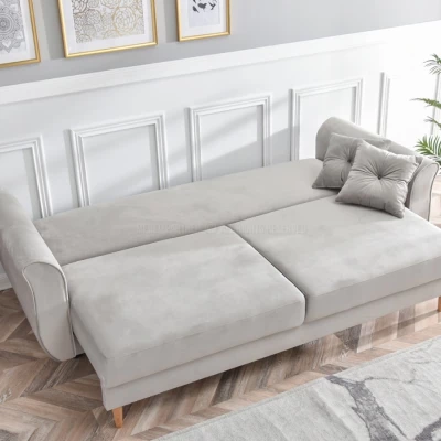 Sofa mit Stauraum PLAMEDI - grau/eiche