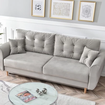 Sofa mit Stauraum PLAMEDI - grau/eiche