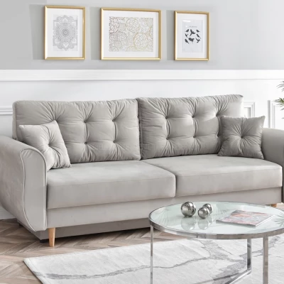 Sofa mit Stauraum PLAMEDI - grau/eiche