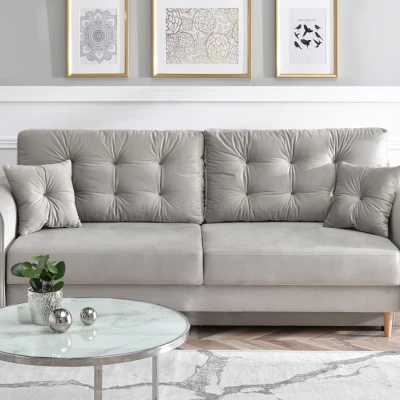 Sofa mit Stauraum PLAMEDI - grau/eiche