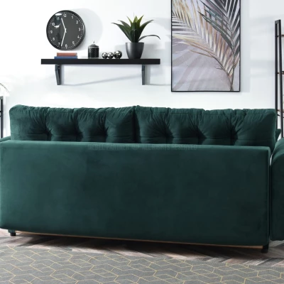 Sofa mit Stauraum PLAMEDI - grün / walnuss
