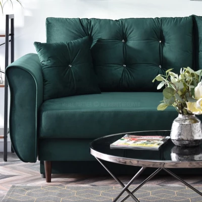Sofa mit Stauraum PLAMEDI - grün / walnuss