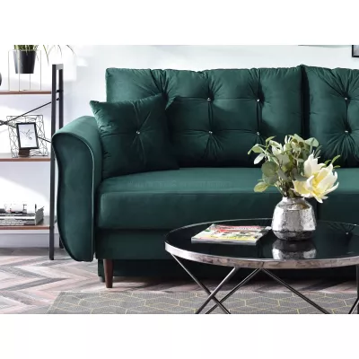 Sofa mit Stauraum PLAMEDI - grün / walnuss