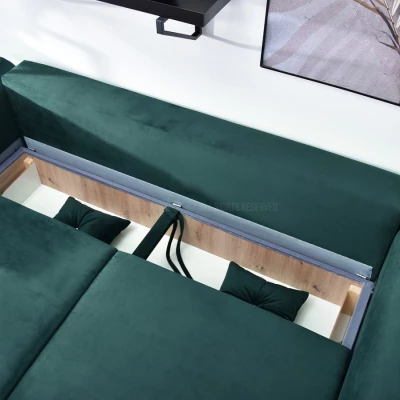 Sofa mit Stauraum PLAMEDI - grün / walnuss