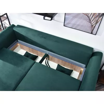 Sofa mit Stauraum PLAMEDI - grün / walnuss