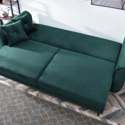 Sofa mit Stauraum PLAMEDI - grün / walnuss