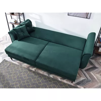 Sofa mit Stauraum PLAMEDI - grün / walnuss