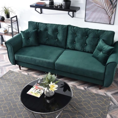 Sofa mit Stauraum PLAMEDI - grün / walnuss