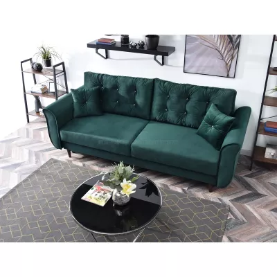 Sofa mit Stauraum PLAMEDI - grün / walnuss