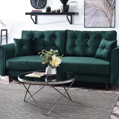 Sofa mit Stauraum PLAMEDI - grün / walnuss
