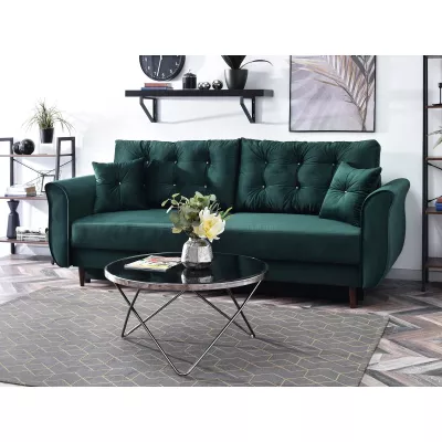 Sofa mit Stauraum PLAMEDI - grün / walnuss