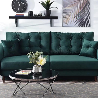Sofa mit Stauraum PLAMEDI - grün / walnuss