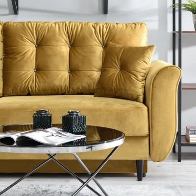 Sofa mit Stauraum PLAMEDI - Gold/Schwarz