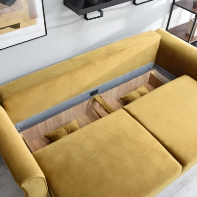 Sofa mit Stauraum PLAMEDI - Gold/Schwarz