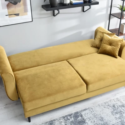 Sofa mit Stauraum PLAMEDI - Gold/Schwarz