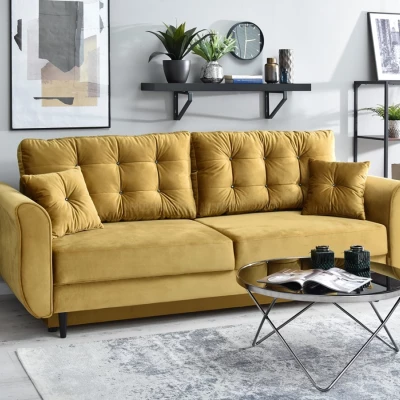 Sofa mit Stauraum PLAMEDI - Gold/Schwarz