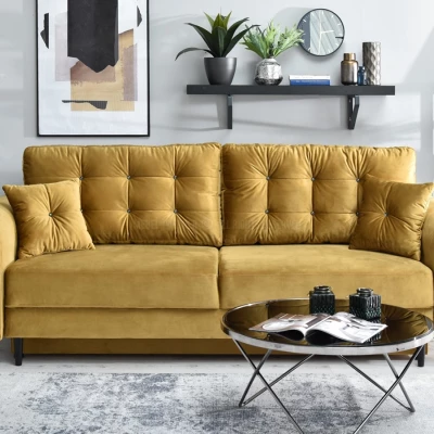 Sofa mit Stauraum PLAMEDI - Gold/Schwarz