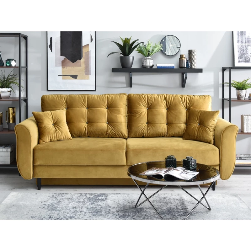 Sofa mit Stauraum PLAMEDI - Gold/Schwarz