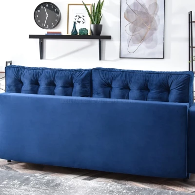 Schlafsofa LUZOLO – dunkelblau/schwarz