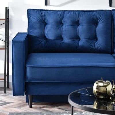 Schlafsofa LUZOLO – dunkelblau/schwarz