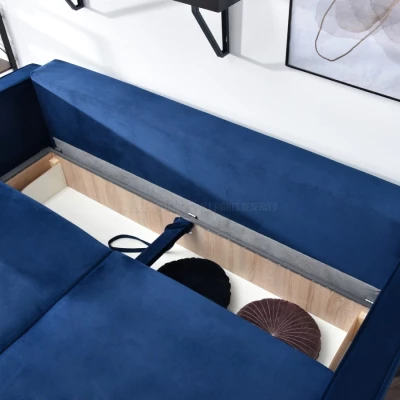 Schlafsofa LUZOLO – dunkelblau/schwarz