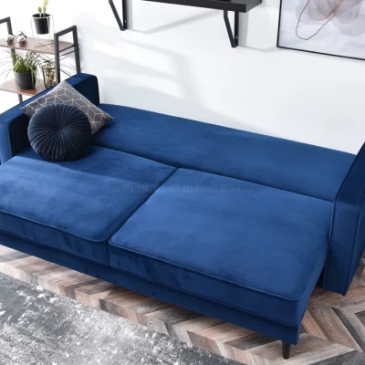 Schlafsofa LUZOLO – dunkelblau/schwarz