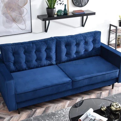 Schlafsofa LUZOLO – dunkelblau/schwarz