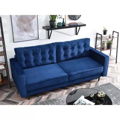 Schlafsofa LUZOLO – dunkelblau/schwarz