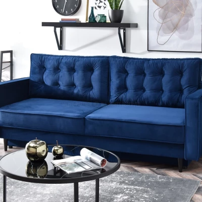 Schlafsofa LUZOLO – dunkelblau/schwarz