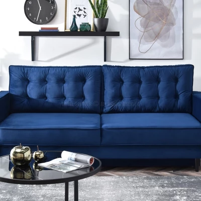 Schlafsofa LUZOLO – dunkelblau/schwarz