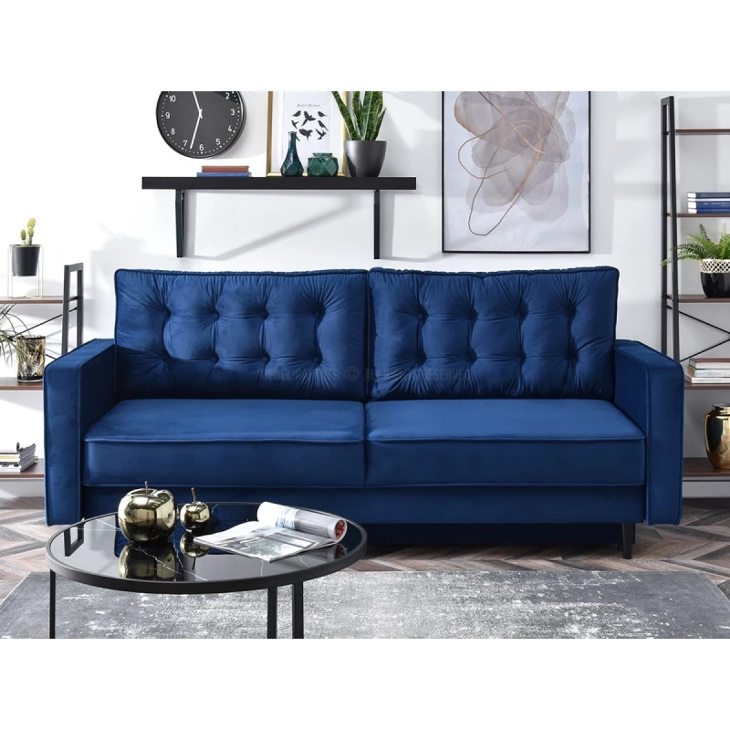 Schlafsofa LUZOLO – dunkelblau/schwarz