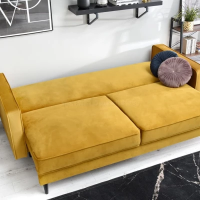 Schlafsofa LUZOLO – Honig/Schwarz