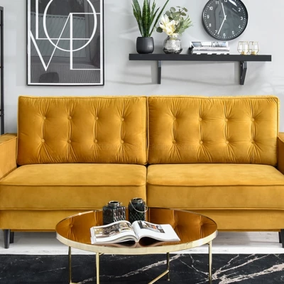 Schlafsofa LUZOLO – Honig/Schwarz