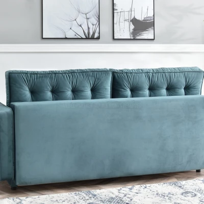 Schlafsofa LUZOLO – Türkis/Schwarz