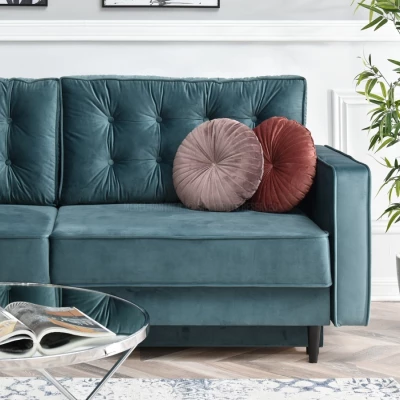 Schlafsofa LUZOLO – Türkis/Schwarz