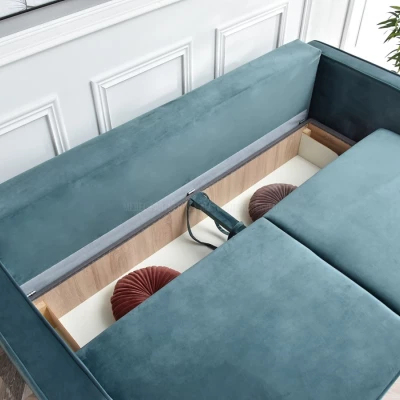 Schlafsofa LUZOLO – Türkis/Schwarz