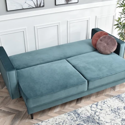 Schlafsofa LUZOLO – Türkis/Schwarz