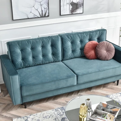 Schlafsofa LUZOLO – Türkis/Schwarz