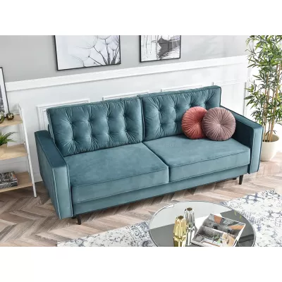 Schlafsofa LUZOLO – Türkis/Schwarz